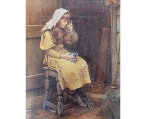 After Charles Edward Harrison, "Blowing Bubbles" print, 41 x 51cm, set behind glass unframed&nbsp; &nbsp;