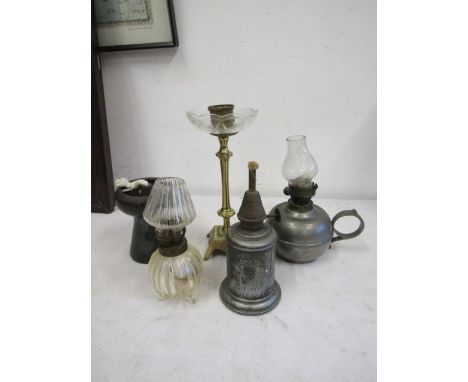 5 small vintage oil lamps inc miners lamp