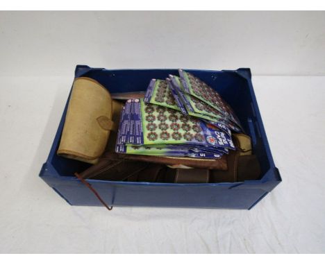 Collection of gun slips, cap gun ammunition, air soft pistol and slingshot rubber band