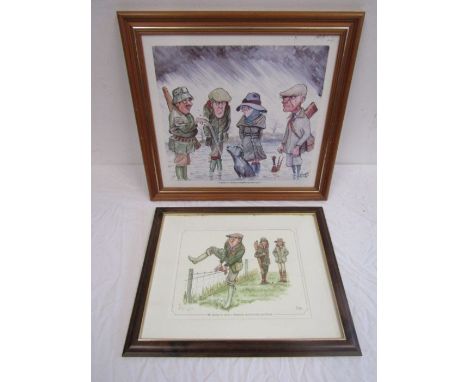 Two framed prints after Bryn. 'He seems to have a problem getting his leg over' print 38/850 signed in the bottom left corner