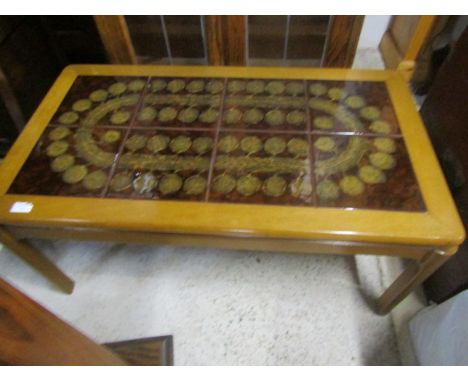 A Danish teak retro tile topped coffee table