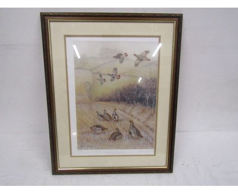 After Robert E Fuller limited edition 414/850 print of English partridges 50cm x 63cm with pencil signature in bottom right c