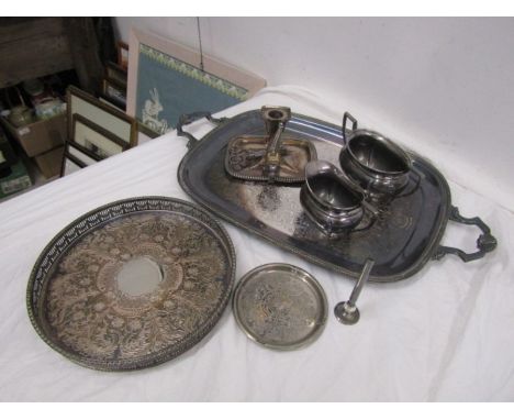 Silver plated trays and candle stick etc&nbsp;