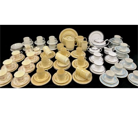 Doulton Lisette tea set for six; Poole Broadstone pattern tea service twelve; another set; eight Royal Doulton Hampton Court 