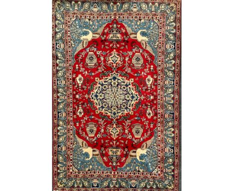 A Central Persian Isfahan carpet or rug, 218cm x 143cm.