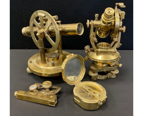 A W &amp; J George Ltd brass Theodolite compass;  another unnamed;  a Marine Compass, etc (4)