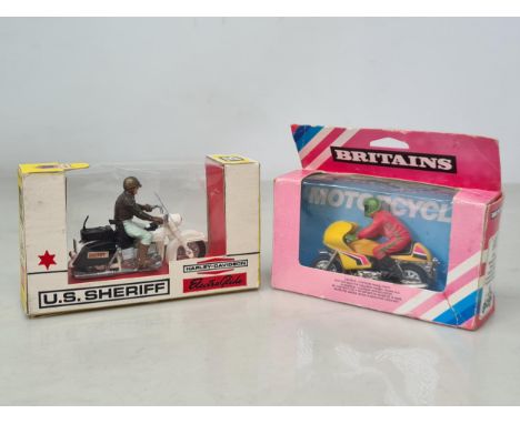 A boxed Britains 9671 Norton 850cc Racing Bike and a boxed 9692 U.S. Sheriff Motorbike, Nr M, boxes Ex plus