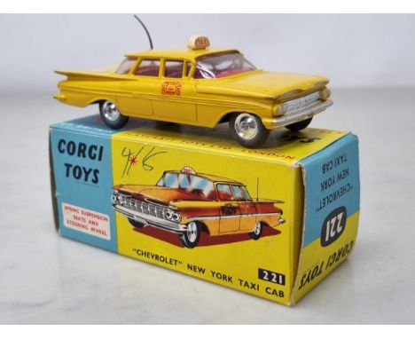 A boxed Corgi Toys No.221 Chevrolet New York Taxi Cab, Ex plus-Nr M, box superb