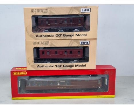 Three boxed items of 00 gauge BR Rolling Stock including Hornby R4473 maroon Pullman Observation Car and two Dapol Stove 6-wh