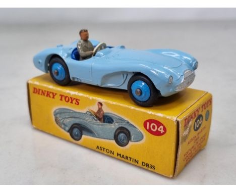 A boxed Dinky Toys No.104 blue Aston Martin DB3S, M, box Ex