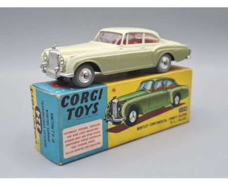 A boxed Corgi Toys No.224 two tone green Bentley Continental Sports Saloon, Nr M-M, box Ex plus