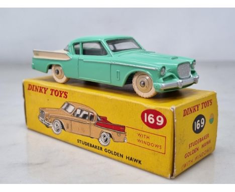 A boxed Dinky Toys No.169 green and cream Studebaker Golden Hawk, M, box Ex plus