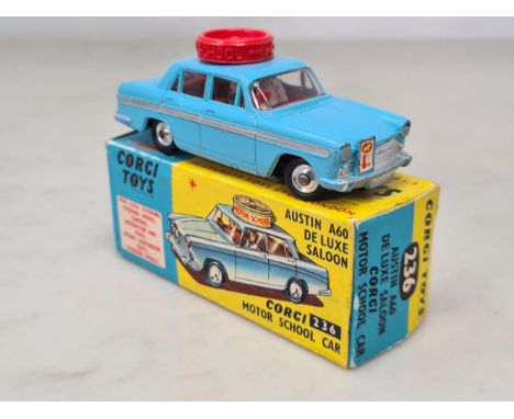 A boxed Corgi Toys No.236 Austin A60 Del Luxe Saloon Motor School Car, Nr M, box VG-Ex