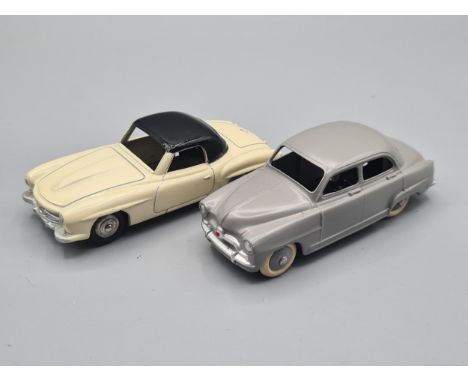 A French Dinky Toys No.24U grey Simca Aronde and a 24H Mercedes 190, both M