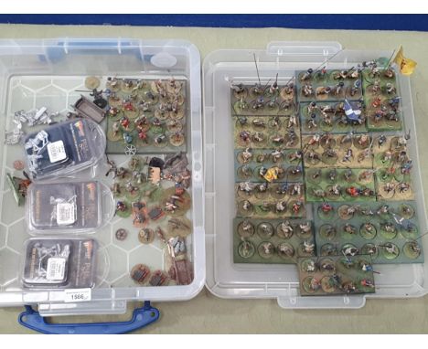 Approximately 140 Flags of War and other 28mm painted Wargaming Figures including Jacobite Period, many diecast some plastic 