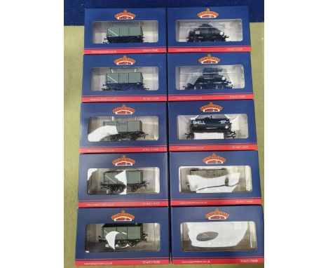 Ten Bachmann 00 gauge Ex-shop stock Goods Wagons including 7x grey 16-ton Mineral Wagons (2x 37-225F, 3x 37-250G and 2x 37-37