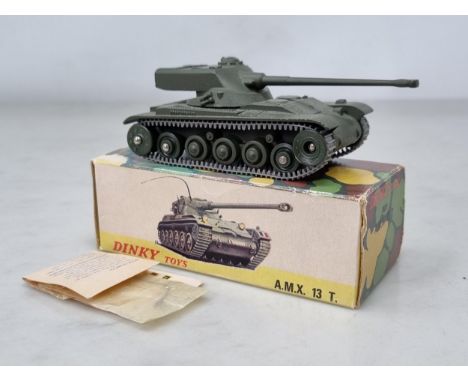 A boxed French Dinky Toys No.801 AMX Tank with accessories, M, box Ex