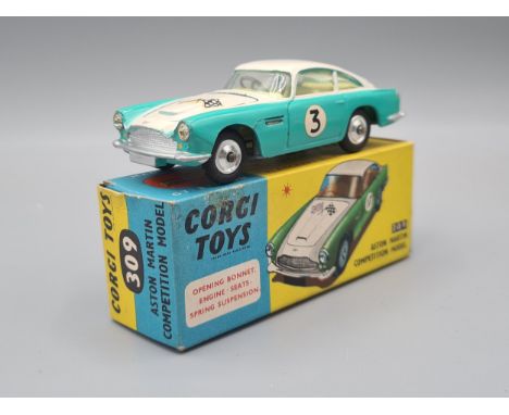 A boxed Corgi Toys No.309 Aston Martin Competition Model, Nr M-M, box Ex plus