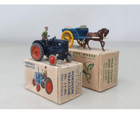 A boxed Britains Lilliput World LV/605 Milk Float and Horse, and a boxed LV/604 Fordson Tractor, both Ex, boxes VG