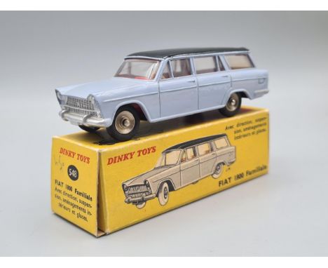 A boxed French Dinky Toys No.548 pale blue with black roof Fiat 1800, Nr M-M, box Ex plus