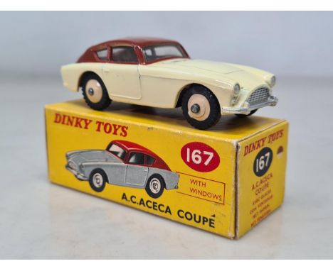A boxed Dinky Toys No.167 maroon and cream A.C. Aceca Coupe, Ex, box Ex