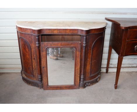 A Victorian walnut marble topped and mirrored backed sideboard AF; and a mahogany commode