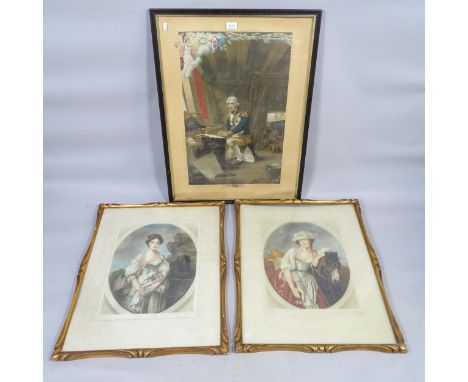 A 19th century coloured print of "Nelson's last prayer" on the morning of the Battle of Trafalgar, narrative at the top right