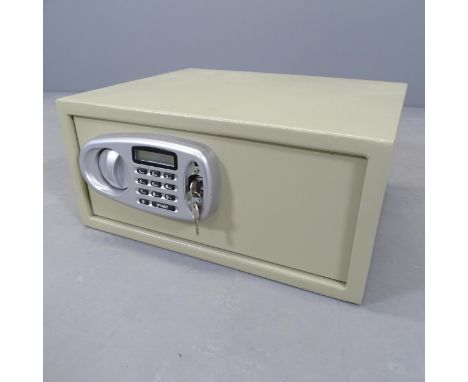 A Hilka Challenge electronic laptop safe. 43x20x37cm. With instruction manual and key. 