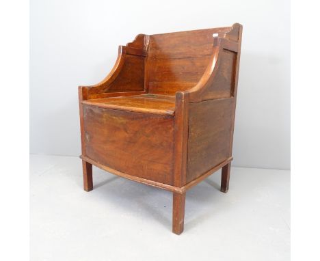 An antique mahogany commode chair. 56x79x50cmGood overall condition. Missing the potty. 