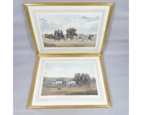 A framed and Victorian glazed print "the Brighton day mails passing over Hookwood Common", 1867, 96cm x 72cm, and another Vic