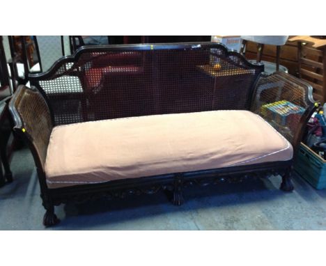 Bergere Wood Framed Carved Sofa - Damage to Cane 