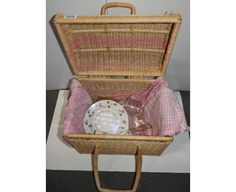Wicker Hamper and Contents 