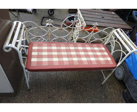 Metal Garden Bench with Upholstered Seat 