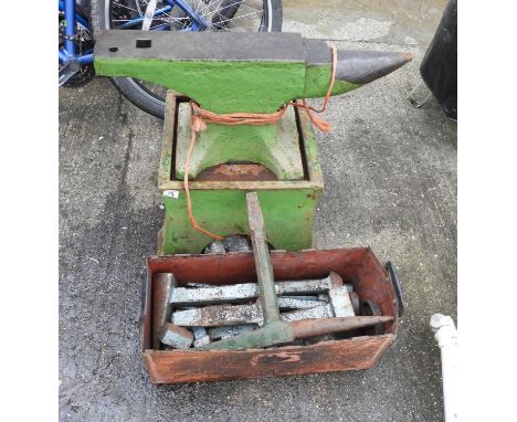 Large Blacksmiths Anvil on Stand with Tools - Shapers etc 