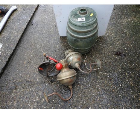 Glass Barrel, Old Light Fitting etc 