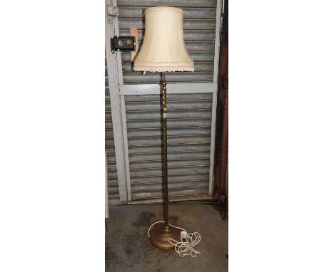 Brass Standard Lamp with Shade 