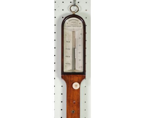 CRICHTON AND SON. LONDON FOR T.L. AINSLEY, SOUTH SHIELDS, NINETEENTH CENTURY ROSEWOOD MARINE STICK BAROMETER, the engraved bo