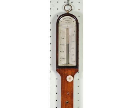 CRICHTON AND SON. LONDON FOR T.L. AINSLEY, SOUTH SHIELDS, NINETEENTH CENTURY ROSEWOOD MARINE STICK BAROMETER, the engraved bo