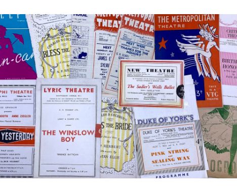 A collection of approximately 300 vintage theatre programmes, various London theatres &amp; performances, predominantly 1940s