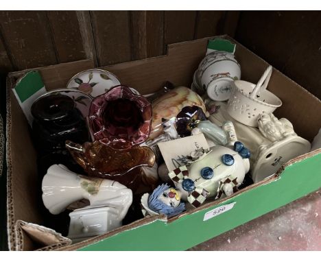 Assorted items including Royal Worcester, Mdina glass, Shelley etc. 