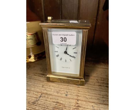 A Mappin and Webb carriage clock, with key 