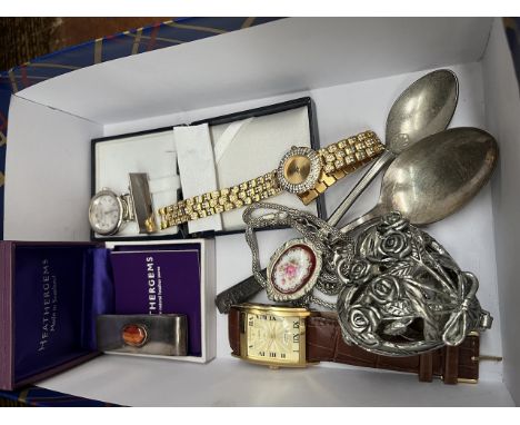 A mixed lot comprising a silver clip, two Rotary watches, etc. 