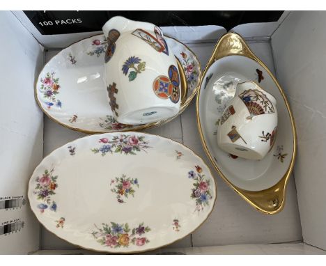 7 Minton oval trays/dishes - Marlow pattern. Royal Worcester fireproof pasta dish, together with two graduated jugs, height a