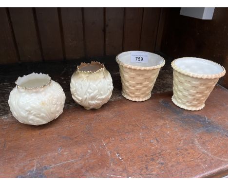 Three Royal Worcester blush ivory small vases and one other. Two bear pattern no G857. One dated 1908 and another 1905.Height