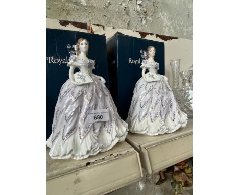 Two identical limited edition ceramic figures - The Last Waltz by Royal Worcester. 