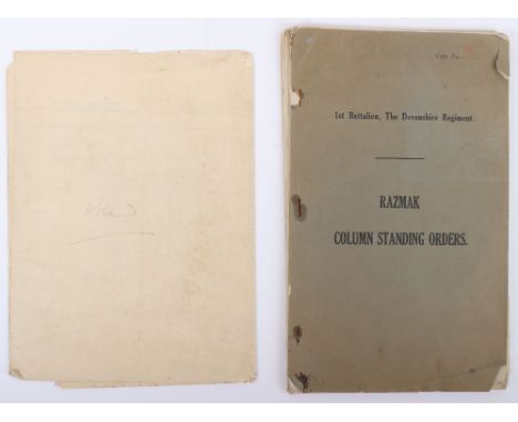 Razmak Column Standing Orders 1st Battalion The Devonshire Regiment c.1934. Fascinating and detailed instructions detailing a