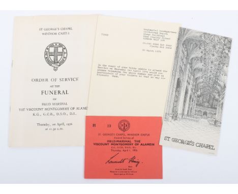 Field Marshal Montgomery's Funeral Order of Service and Pass, used by Corporal Whitney who was part of his security wing duri