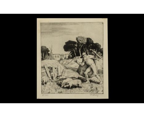 William Strong Original Etching ( WS.92 ) Pencil Signed to the Margins - Titled ' The Timmer Staff ' 3rd State, Unframed. Siz