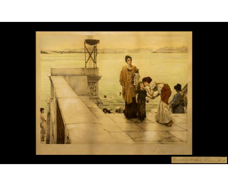 Alma Tadema Hand Coloured Etching of A. Kiss, Published by Stephen Gooden, London May 2nd 1892, Stiefbold and Company, Berlin