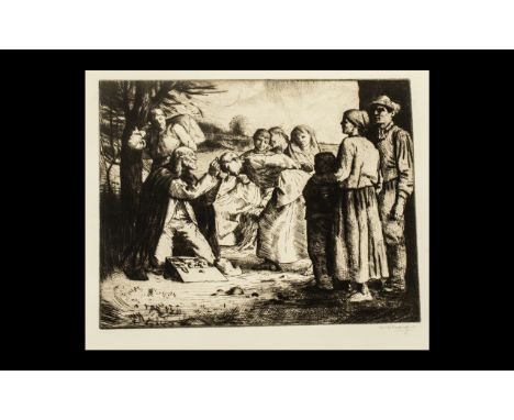 William Strong - Original Etching Pencil Signed to the Margins - Titled ' The Trinket Seller ' Fine Clean Impression, Unframe